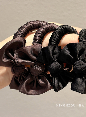 韩系缎面蝴蝶结小肠发圈头绳女2025新款高端扎头发皮筋高弹力发绳