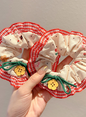 小熊樱桃花朵蝴蝶结头绳女生蕾丝花边大肠发圈高弹力扎头发绳皮筋