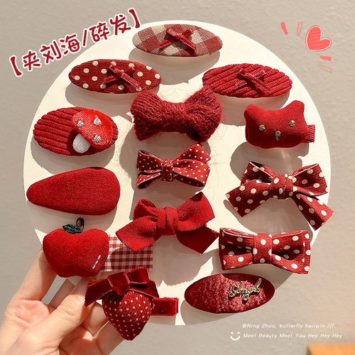 针织蝴蝶结发夹女儿童刘海侧边夹