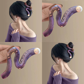 紫色人鱼姬波浪抓夹大号发量大后脑勺鲨鱼夹高级感珍珠发夹头饰女