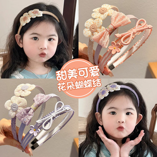 夏季可爱甜美花朵蝴蝶结儿童发箍