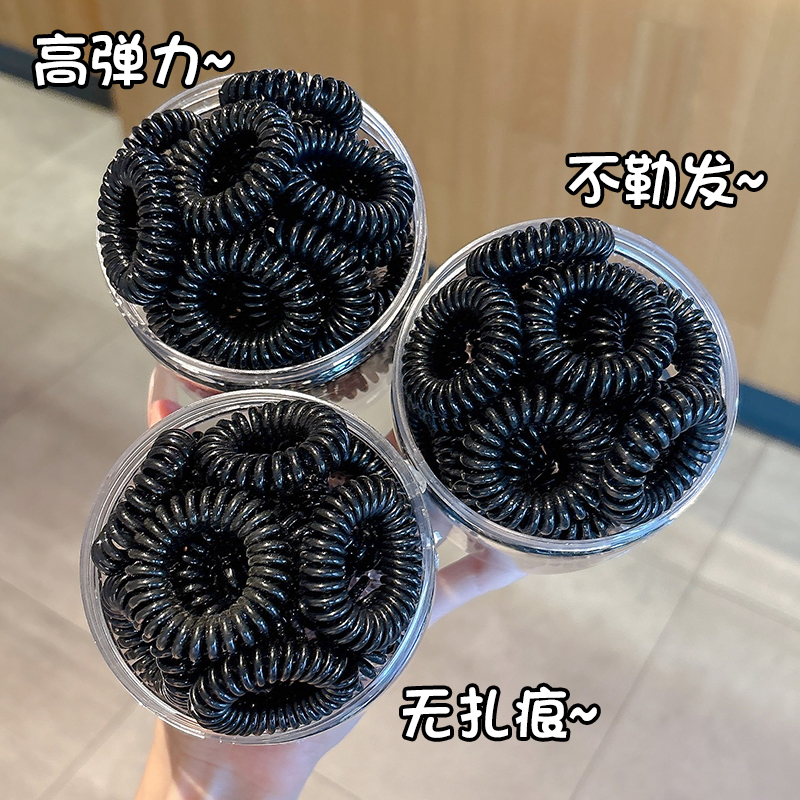 黑色皮筋女扎头头绳电话线发圈