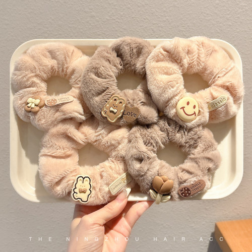 秋冬美拉德可爱毛绒花朵大肠发圈