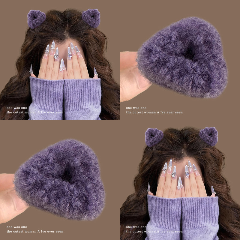 公主头小抓夹女高级感2025新款刘海侧边夹紫色猫耳朵毛绒发夹发卡,饰品/流行首饰/时尚饰品新,发饰,淘宝优惠券,粉丝福利购,淘宝优惠卷
