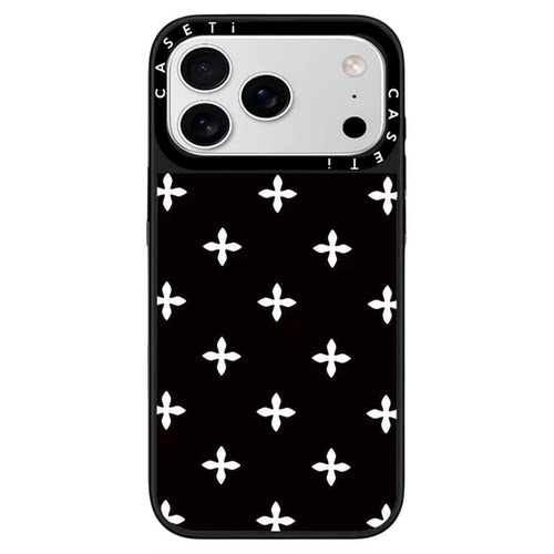 黑花园白十字花适用于苹果18promax手机壳/iphone17promax/16promax/15pro/14plus套case磁吸手机壳手链