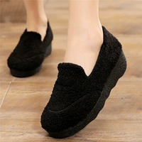 Старая пекинская ткань обувь женская осень и зимние бобовые бобовые туфли ягнят и бархатный пухлый торт.