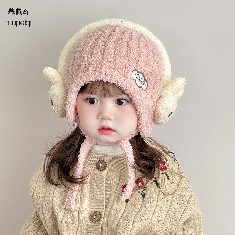 慕佩奇儿童冬季护耳帽羊羔绒保暖