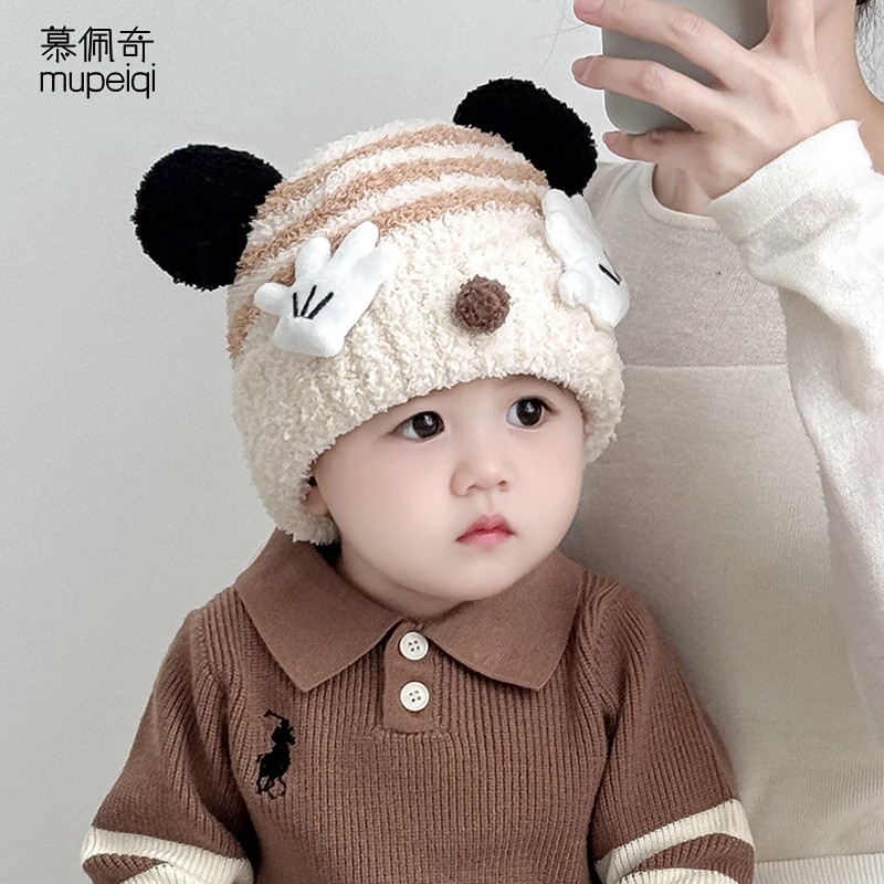 宝宝帽子秋冬季韩版可爱婴儿羊羔毛帽冬天保暖护耳帽冬天套头帽厚