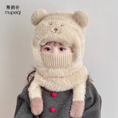儿童帽子围巾一体冬季口罩保暖