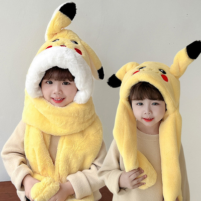 慕佩奇帽子围巾一体会动的耳朵