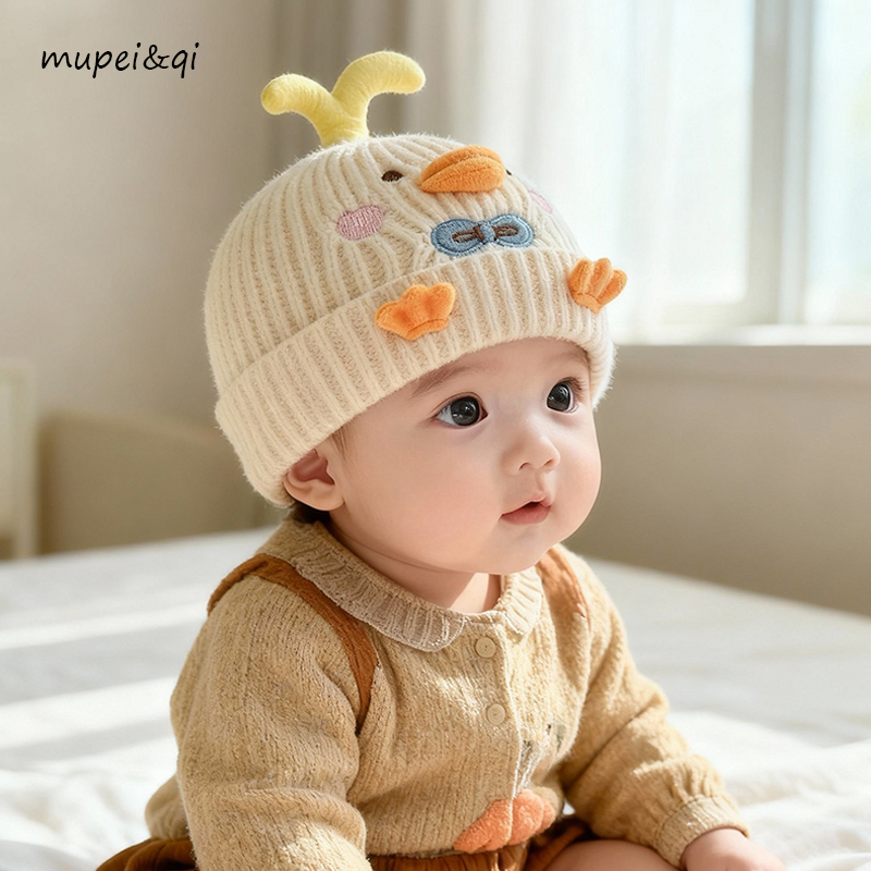 婴儿帽子秋冬季保暖可爱超萌小鸡