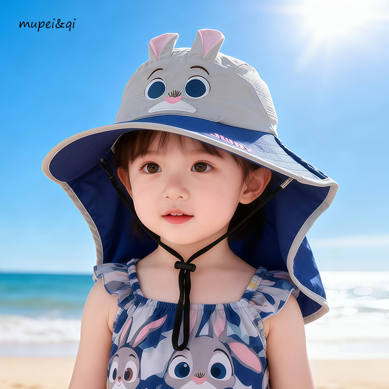 慕佩奇儿童夏季遮阳帽沙披肩帽