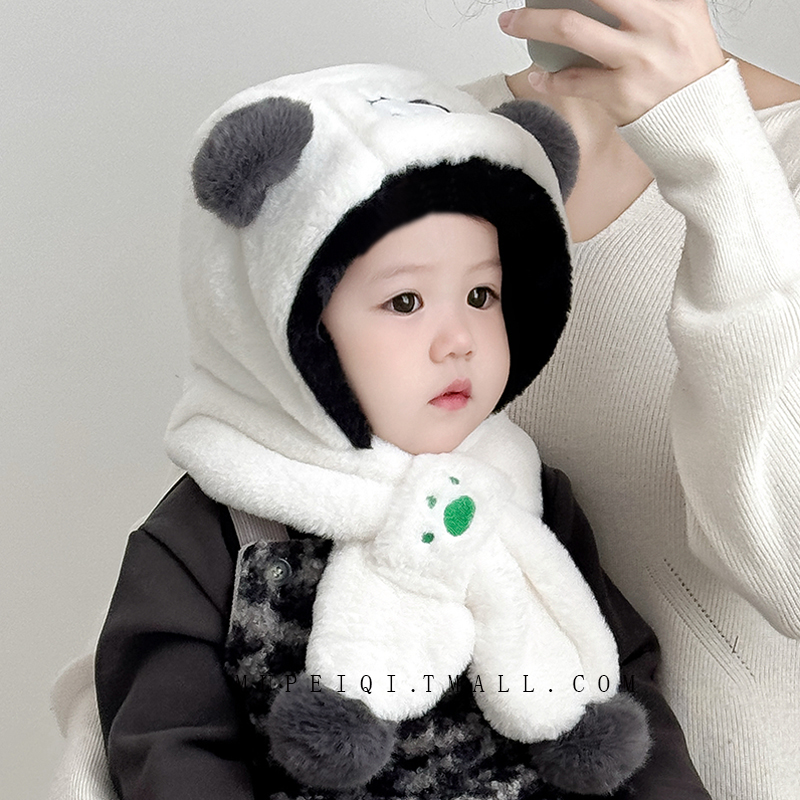 宝宝帽子围巾一体冬季加厚男女