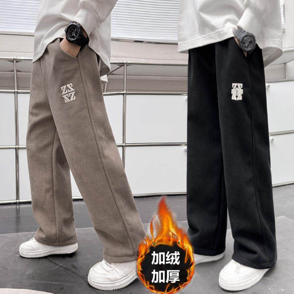 男童阔腿裤秋冬季中大儿童休闲直筒宽松中小学生男孩运动裤子加绒