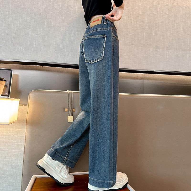 女童裤子春秋2025新款洋气大童休闲直筒阔腿裤儿童春装百搭牛仔裤