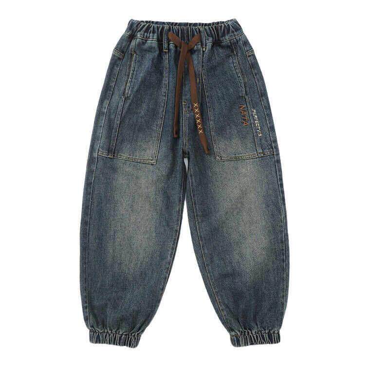 男童春装牛仔裤2025新款长裤宽松中大童春秋款束脚潮牌休闲加绒裤
