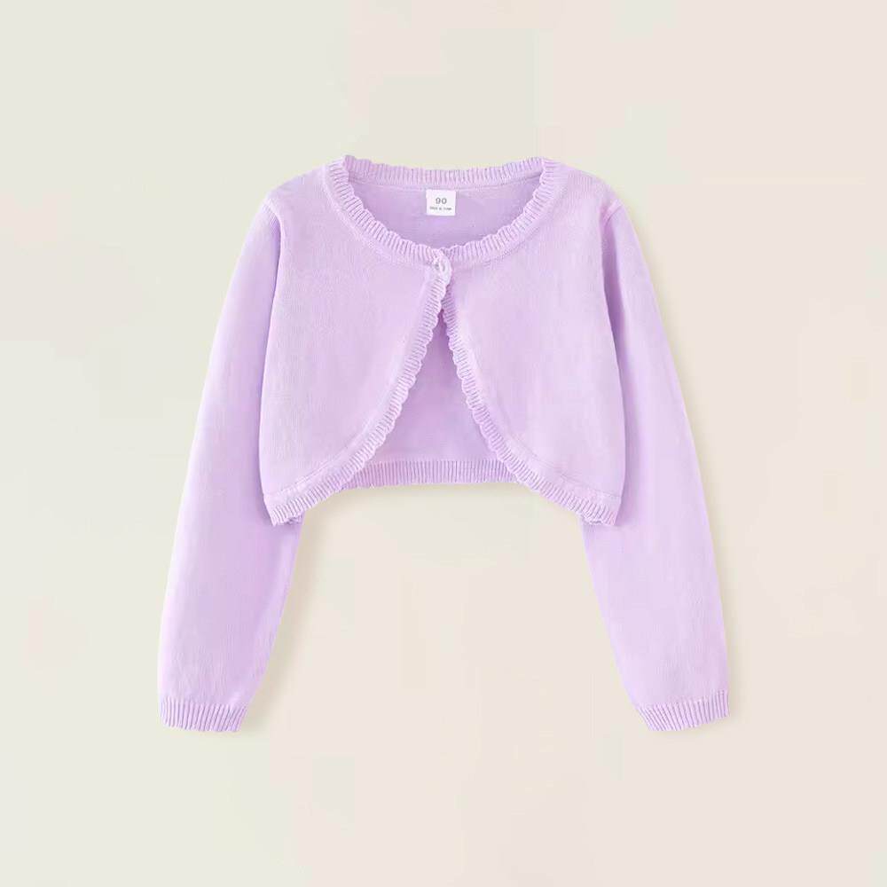 女童外搭开衫春夏宝宝婴儿纯棉短款薄毛衣洋装针织小披肩外套