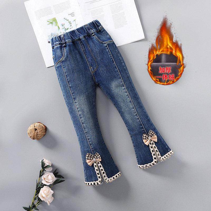 女童加绒裤子加厚冬款洋气外穿中小童直筒裤一体绒冬季儿童牛仔裤,童装/婴儿装/亲子装,儿童牛仔裤,淘宝优惠券,粉丝福利购,淘宝优惠卷