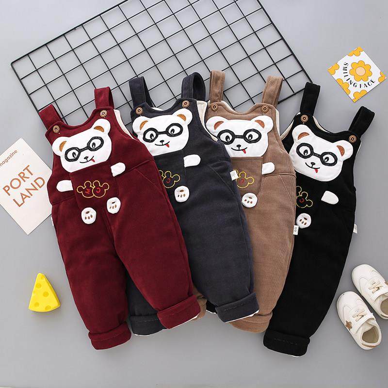 宝宝背带裤冬季加厚外穿连体裤子男童保暖休闲裤秋冬夹棉婴儿棉裤