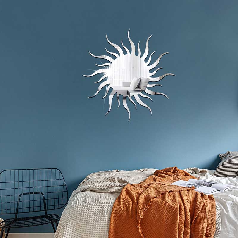 亚克力镜面墙贴创意太阳印记图案装饰卧室美化客厅沙发自粘贴画