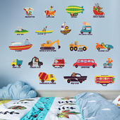 动物 饰榻榻米墙面贴画 交通工具夜光贴纸儿童房间床头荧光墙贴装