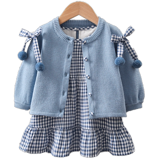 女童连衣裙春装2026新款儿童网红套装韩系女宝宝洋气两件套春秋季