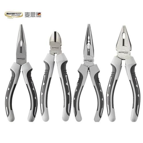 麦思德(MASTERPROOF)钢丝钳电工老虎钳子多功能钳工业级偏口钳尖
