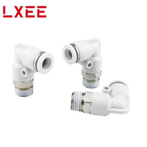 LXEE直角弯通气动接头带螺纹快速旋转接头L型外螺纹快拧快插接头P