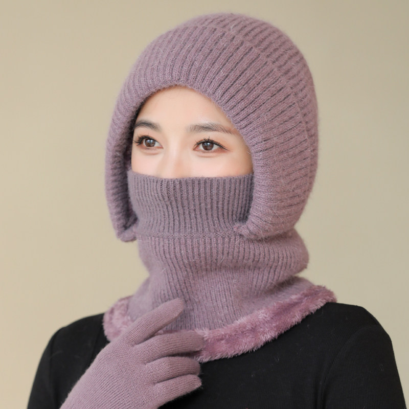 中老年人冬季保暖帽妈妈骑车防寒针织帽加绒帽子围巾一体女毛线帽,服饰配件/皮带/帽子/围巾,帽子,淘宝优惠券,粉丝福利购,淘宝优惠卷