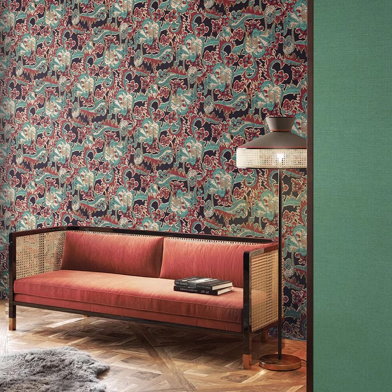 比利时进口风格个性客厅卧室壁纸墙布定制复古客厅背景墙壁纸壁布