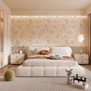 2026新款树叶纹理壁纸客厅卧室背景墙法式奶油风壁布民宿装修墙布