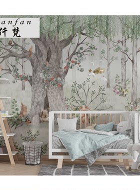 女孩墙纸壁纸无缝墙布壁画定制
