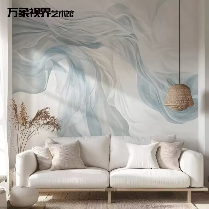 电视背景墙壁布壁画2026新款抽象现代油画墙布装饰客厅影视墙壁纸