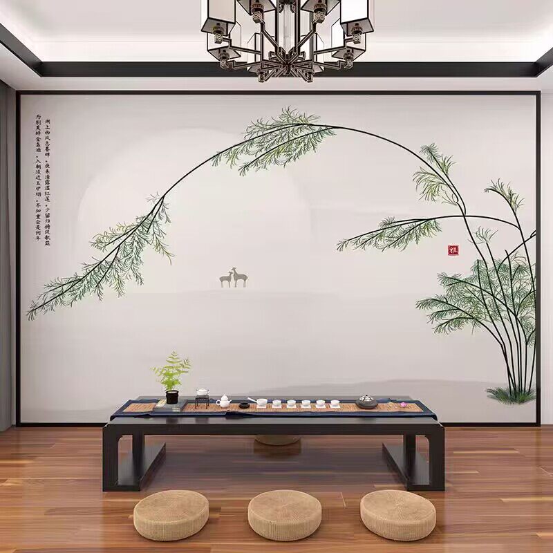 墙纸定制3d立体中式意境柳树电视背景墙壁纸客厅墙纸卧室墙布壁画