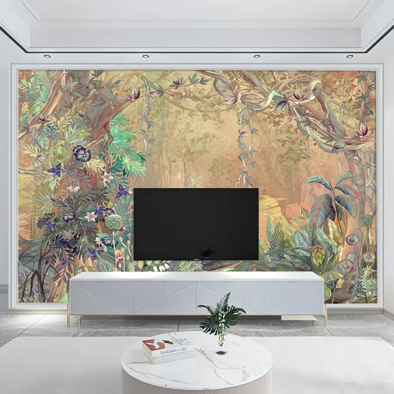 美式仙境藤蔓壁布复古法式墙纸客厅沙发电视背景墙纸卧室无缝墙布,家装主材,定制壁画,淘宝优惠券,粉丝福利购,淘宝优惠卷