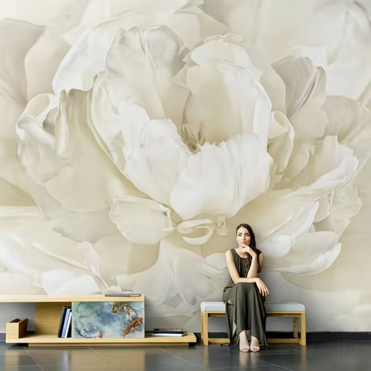 新款美式玫瑰墙布网红花朵客厅沙发电视背景墙纸无缝复古大花壁画