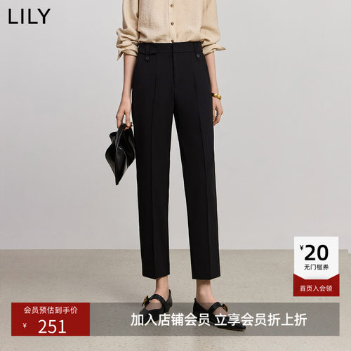 LILY2026夏新款复古窄版职业通勤显瘦高腰九分烟管裤西装休闲裤女