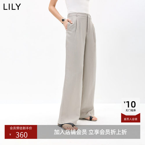 ~LILY2026夏新款莱赛尔亚麻混纺简约宽松垂感休闲通勤直筒阔腿裤