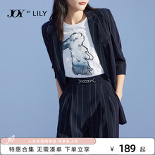 LILY奥莱秋款女装商务通勤条纹气质西装外套女小西服休闲女士外套