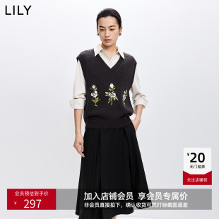 雷系雪尼尔提花灰色针织衫 含羊毛欧若风格 马甲 女装 LILY2026春新款