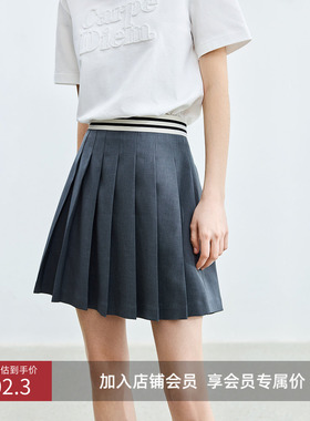 LILY奥莱新款灰色简约时尚百搭短款百褶裙半身裙