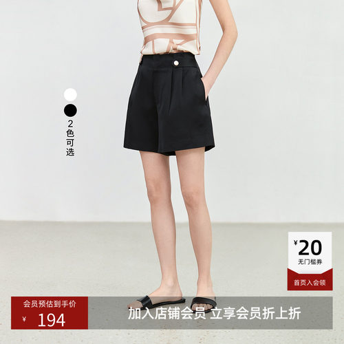 LILY夏款质感时髦花苞腰头A型短裤休闲裤