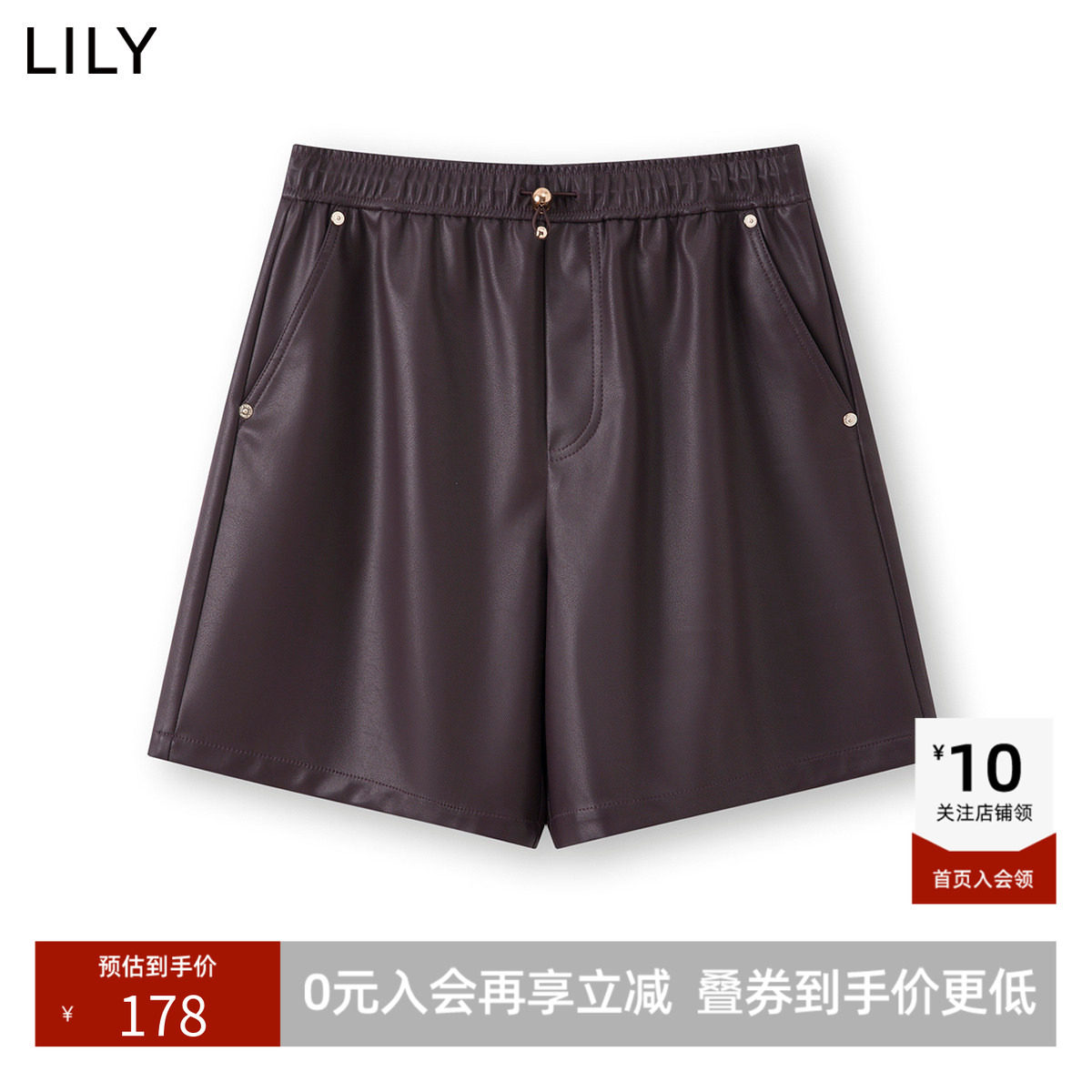 【商场同款】LILY秋新款女装复古宽松休闲通勤直筒短裤休闲裤