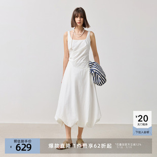 法式 女装 商场同款 方领收腰气球裙吊带连衣裙 LILY2025夏新款