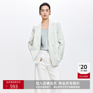 外套 含亚麻欧若风双排扣气质通勤浅绿色西装 LILY2026春新款 女装