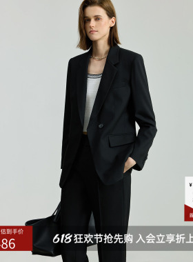 LILY2026春新款女装经典修身收腰气质通勤高级感黑色西装外套西服