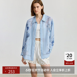 【ART系列】商场同款LILY夏新款法式印花休闲薄款衬衫外套女