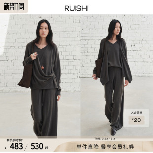 &松紧腰针织阔腿裤 多穿法羊毛羊绒毛衫 慵懒漫型 RUISHI芮时