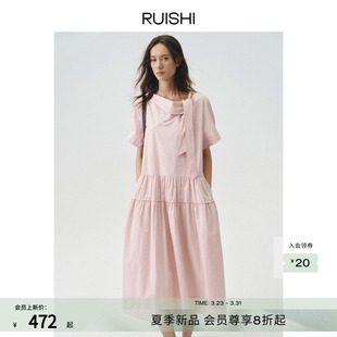 连衣裙长女夏 100新疆长绒棉慵懒荡领短袖 RUISHI芮时 夏日序章