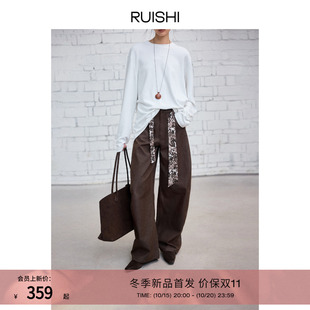 百搭气质长裤 系带丝巾显瘦弧形休闲裤 女冬 佩斯利 RUISHI芮时